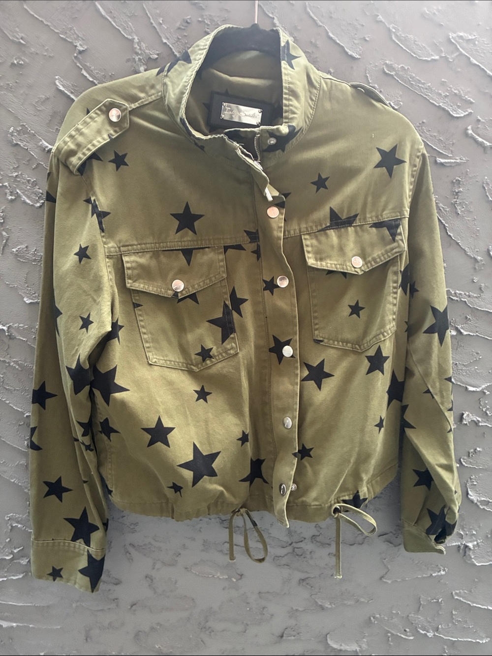 Women's Olive Star-Print Utility Jacket Indigo Saints